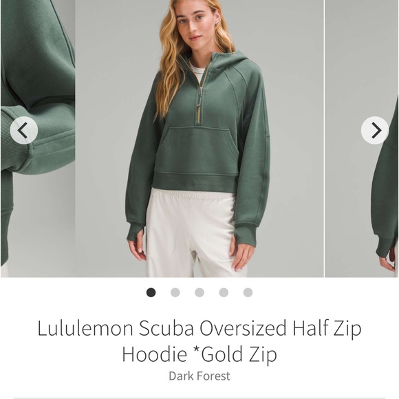 Lululemon Scuba Oversized Half-Zip Hoodie *Gold Zip Dark Forest Sz XS/S